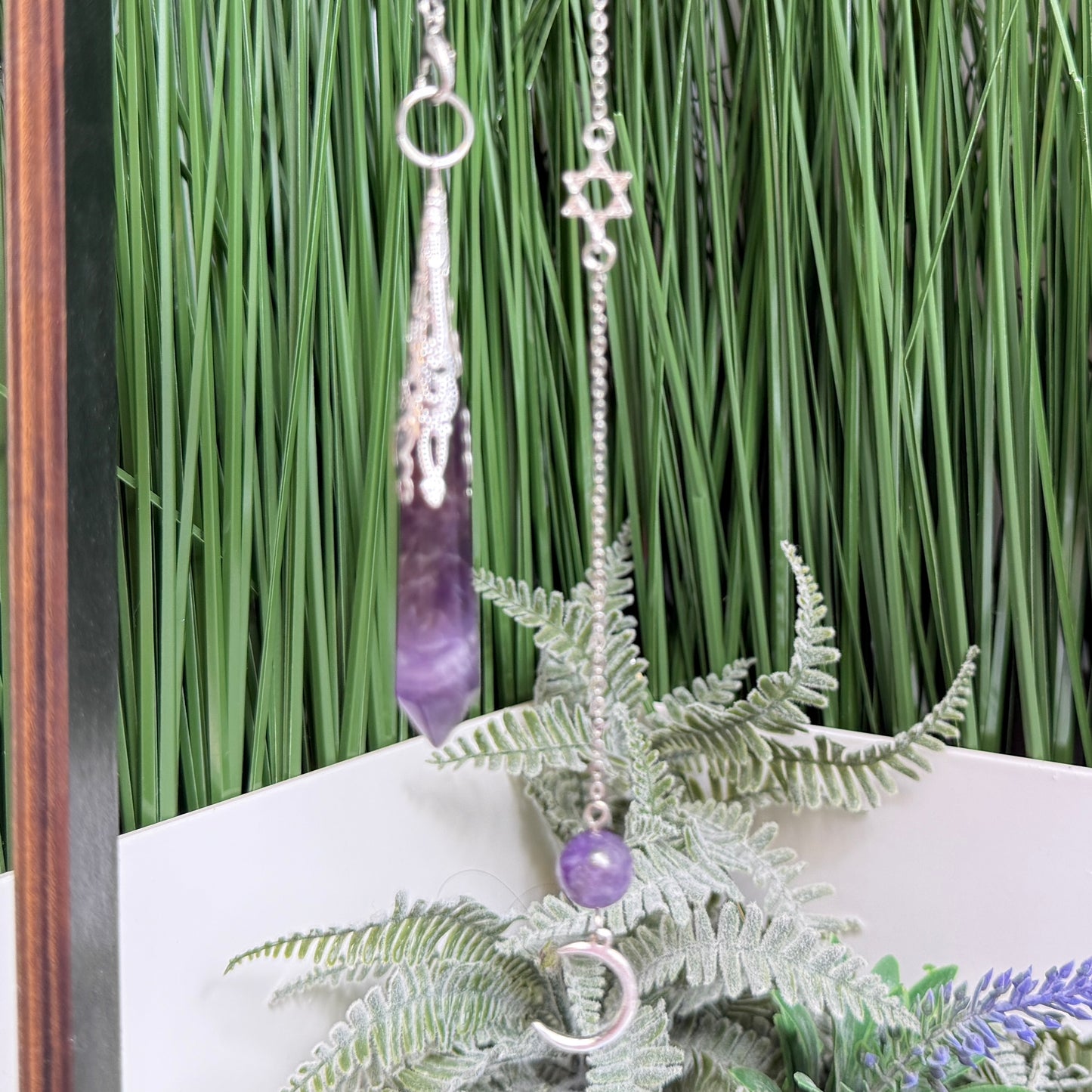 Crystal Pendulums Amethyst Precision Gemstone Chain Divination Manifestation Stone