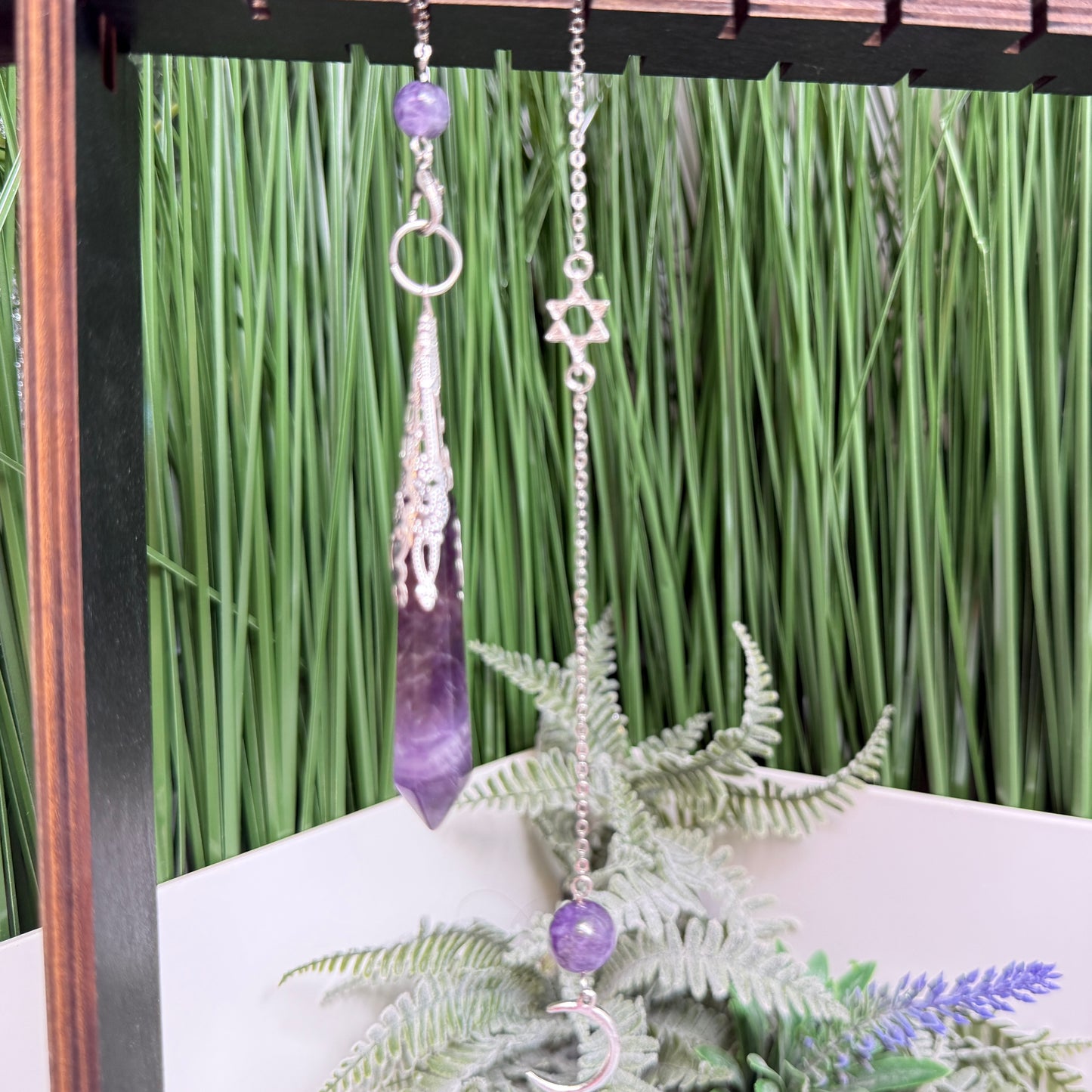 Crystal Pendulums Amethyst Precision Gemstone Chain Divination Manifestation Stone