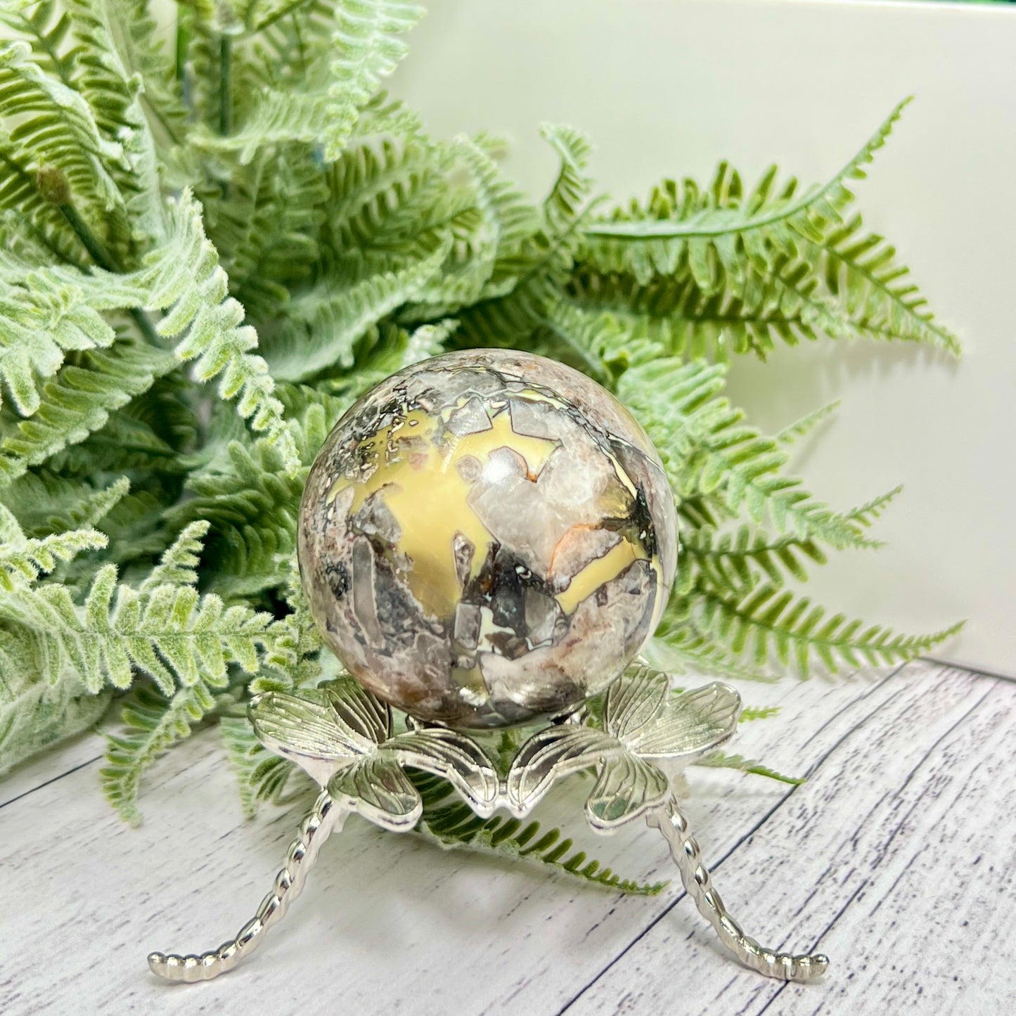 Mosaic Chalcedony Quartz Sphere RARE Healing Crystal Ball 258g 58mm Diameter