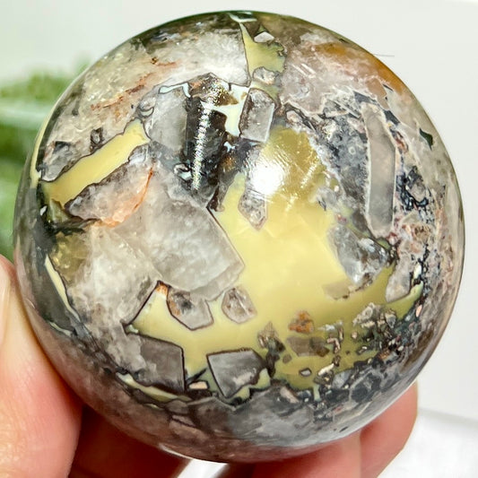 Mosaic Chalcedony Quartz Sphere RARE Healing Crystal Ball 258g 58mm Diameter