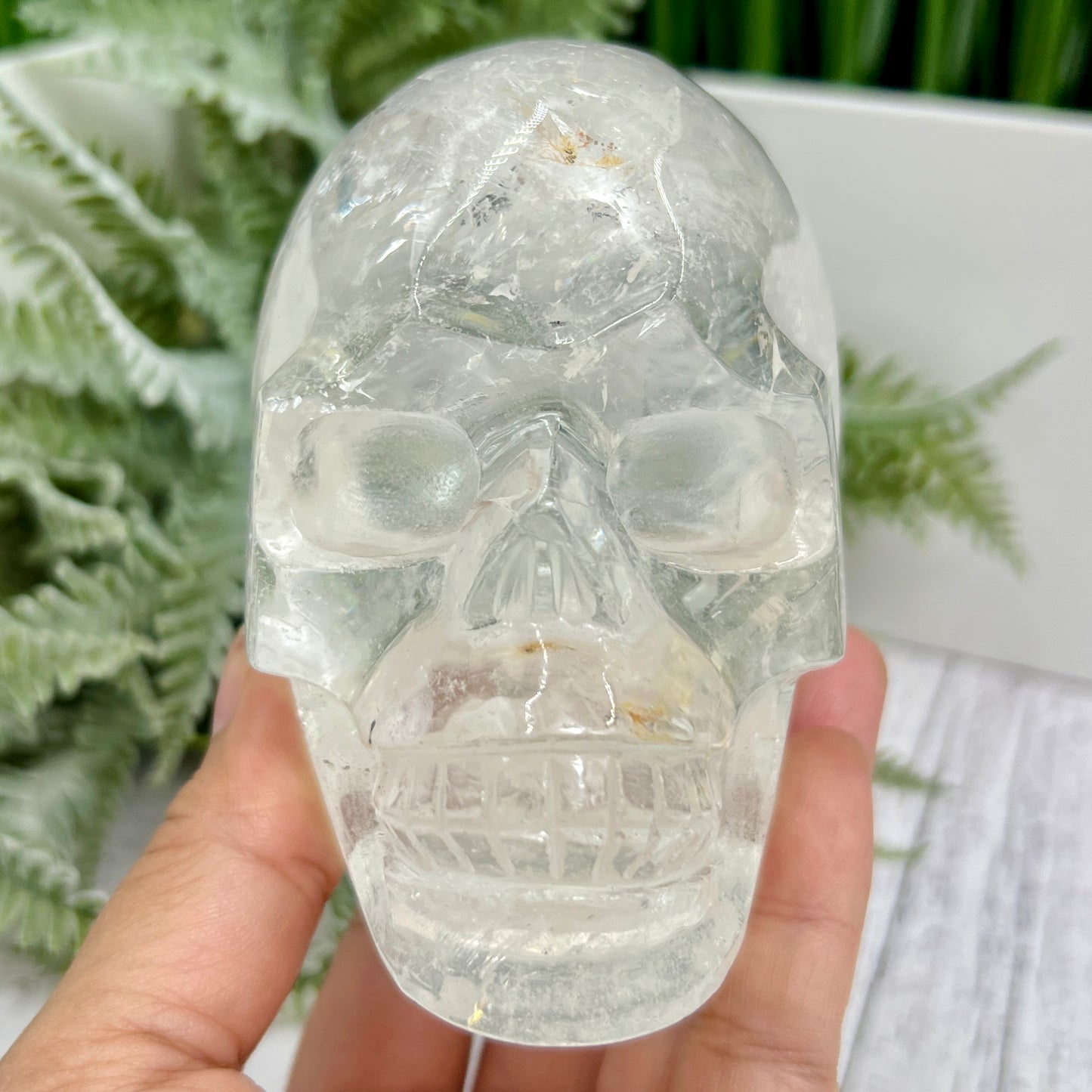 Clear Quartz Golden Healer Dendrites Skull High Quality Crystal Carving 900g