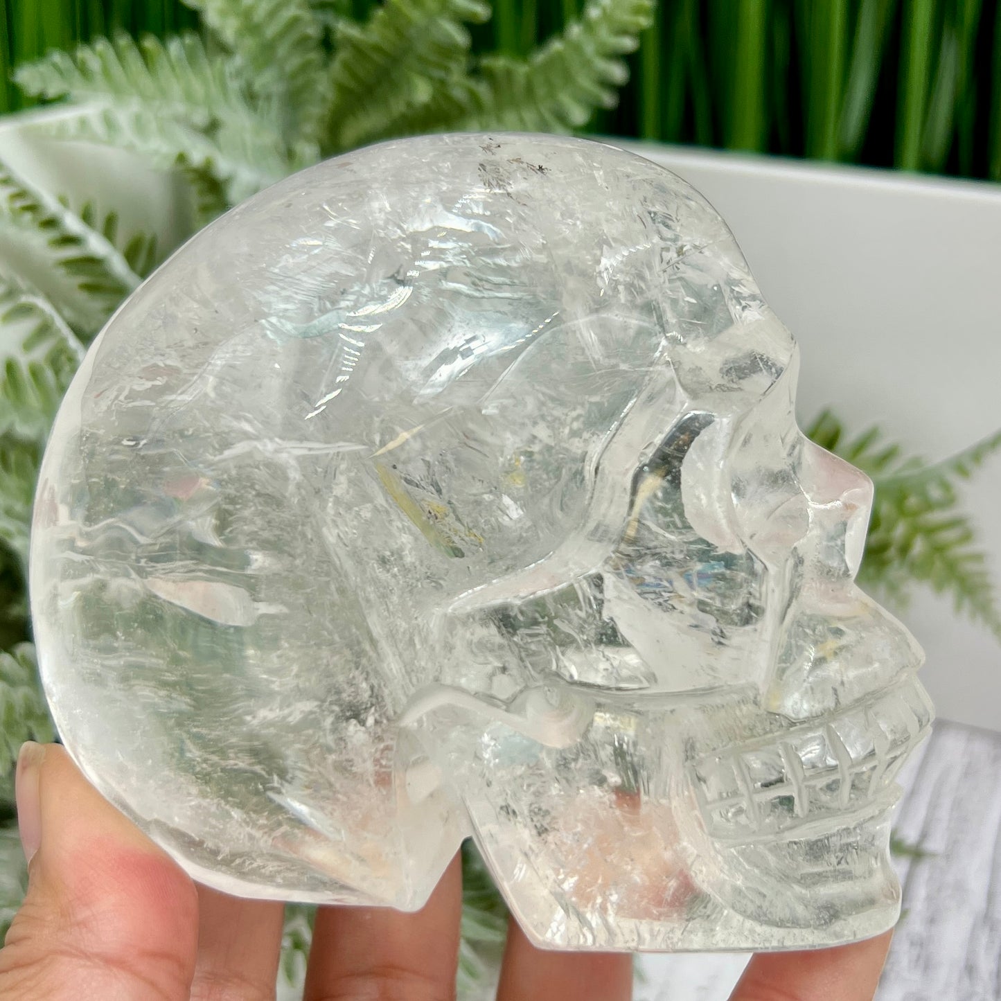 Clear Quartz Golden Healer Dendrites Skull High Quality Crystal Carving 900g