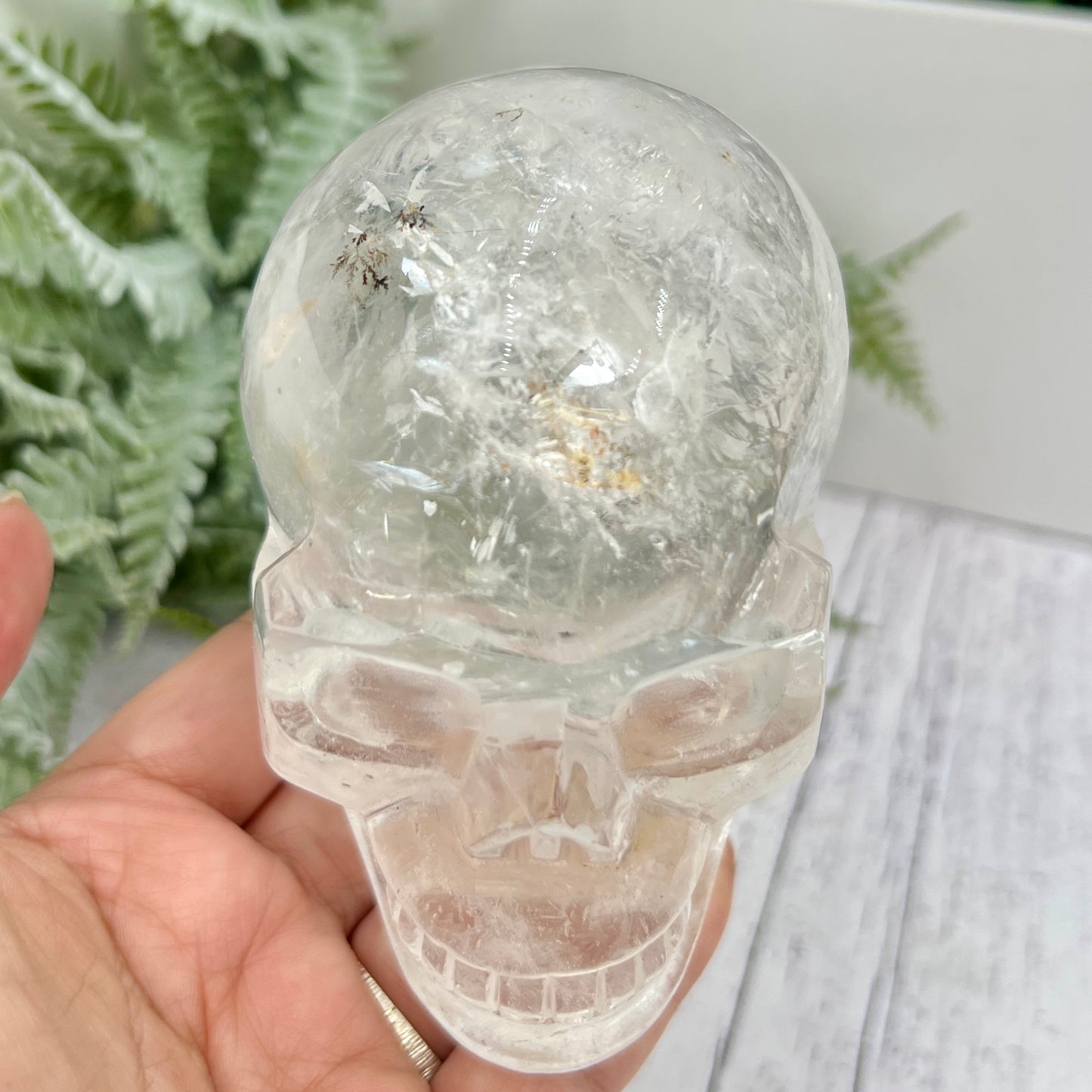 Clear Quartz Golden Healer Dendrites Skull High Quality Crystal Carving 900g