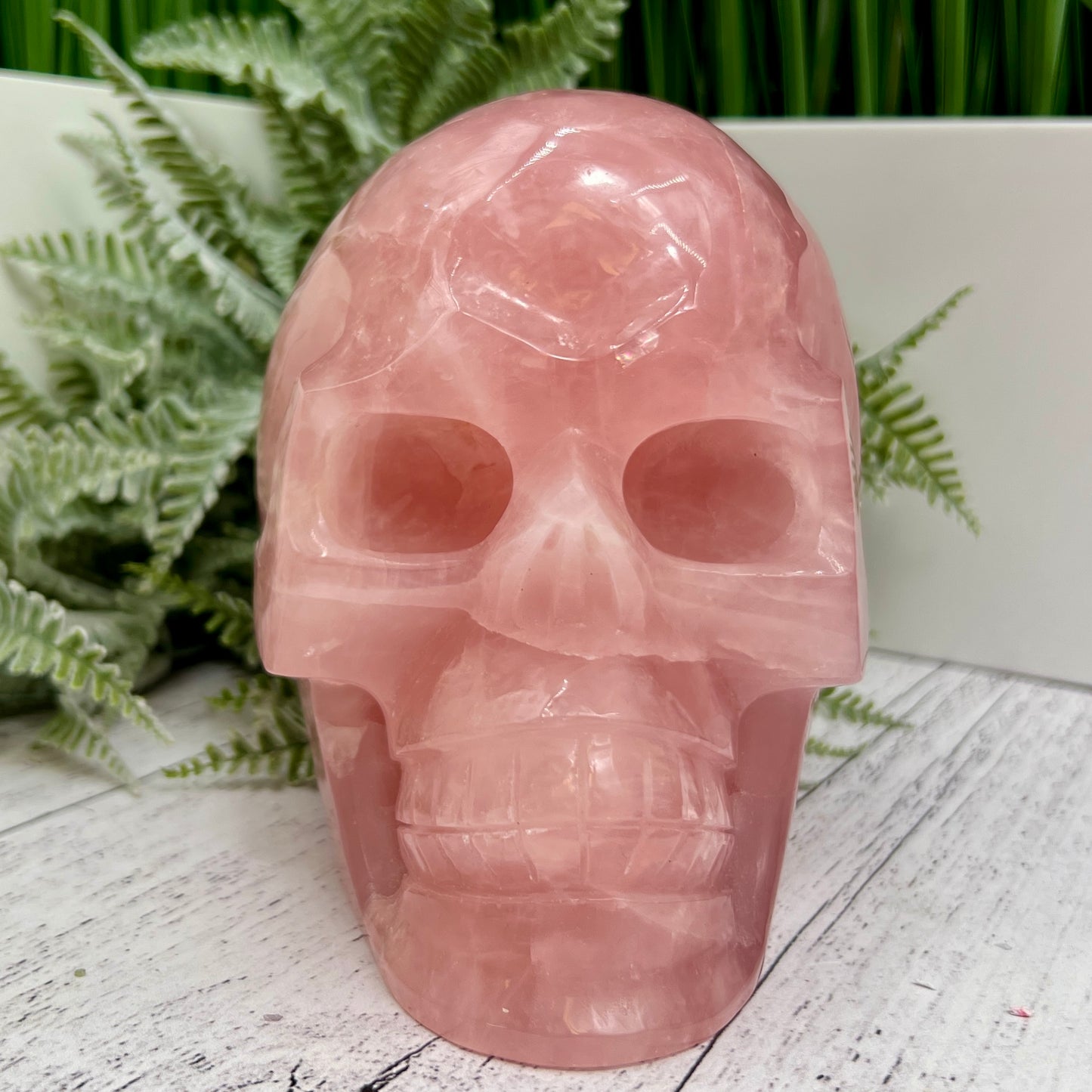 Huge Dark Rose Quartz Skull High Quality Crystal Carving 2864 Grams 6.3 Pounds