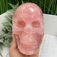 Huge Dark Rose Quartz Skull High Quality Crystal Carving 2864 Grams 6.3 Pounds