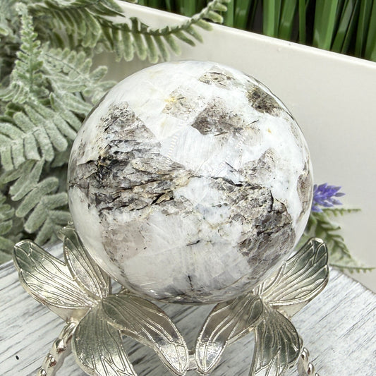 Natrolite with Brown Astrophyllite Gemstone RARE Crystal Ball 200g 52mm