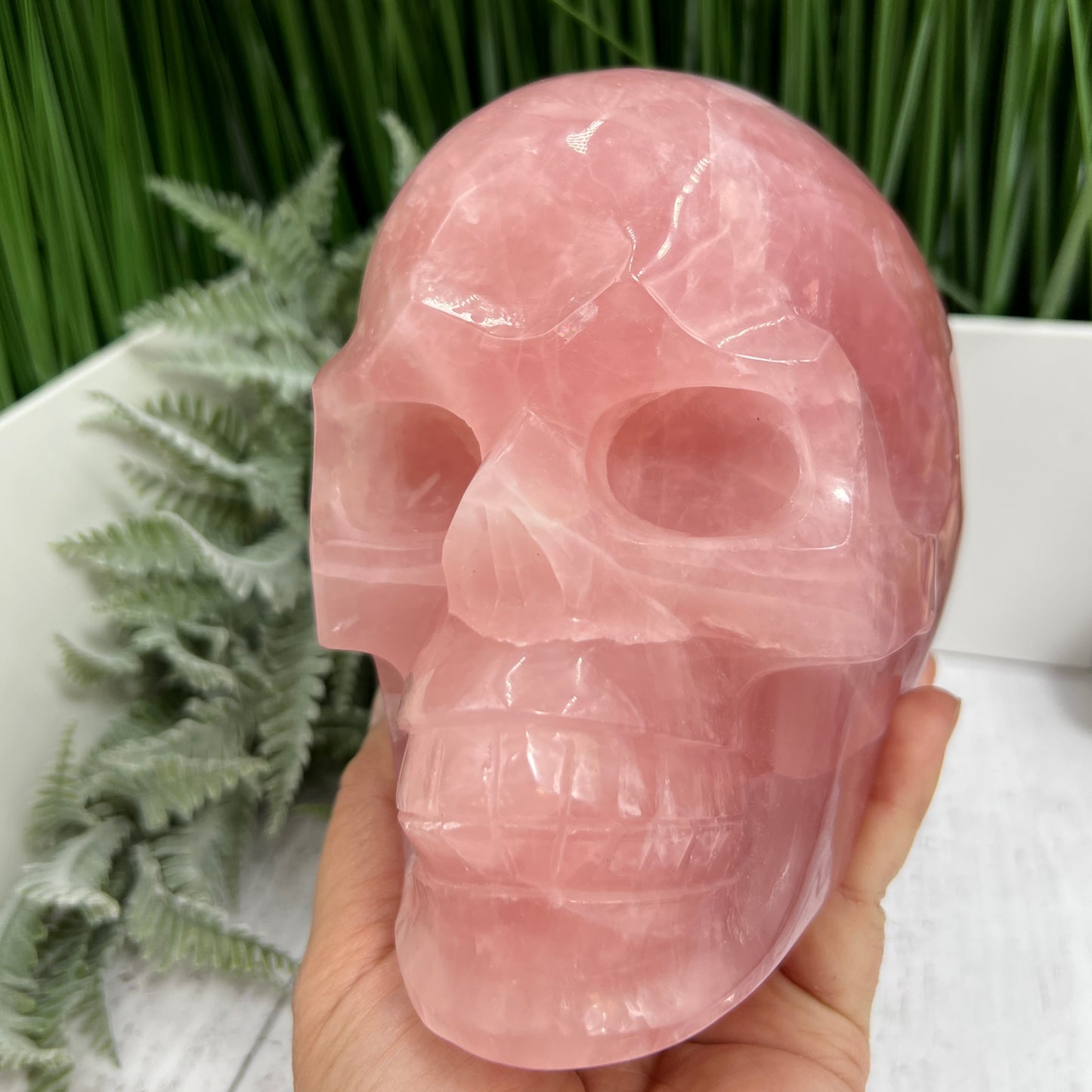 Huge Dark Rose Quartz Skull High Quality Crystal Carving 2864 Grams 6.3 Pounds