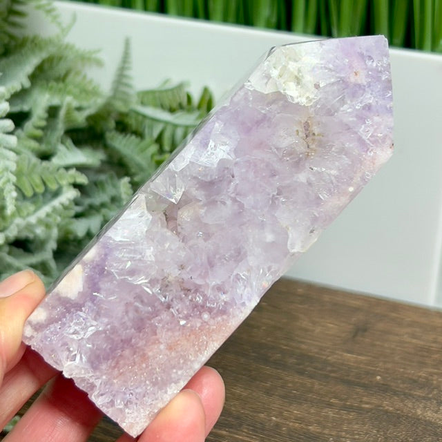 Pink Purple Amethyst Flower Agate Tower Healing Crystal Generator 331g 108mm