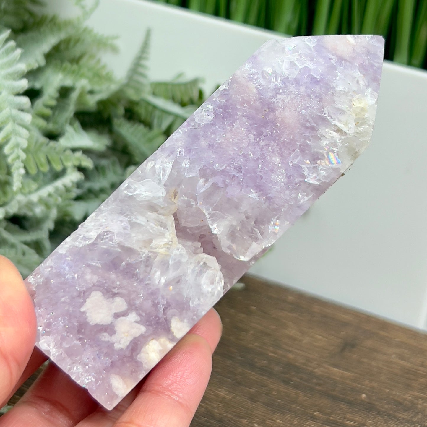 Pink Purple Amethyst Flower Agate Tower Healing Crystal Generator 331g 108mm