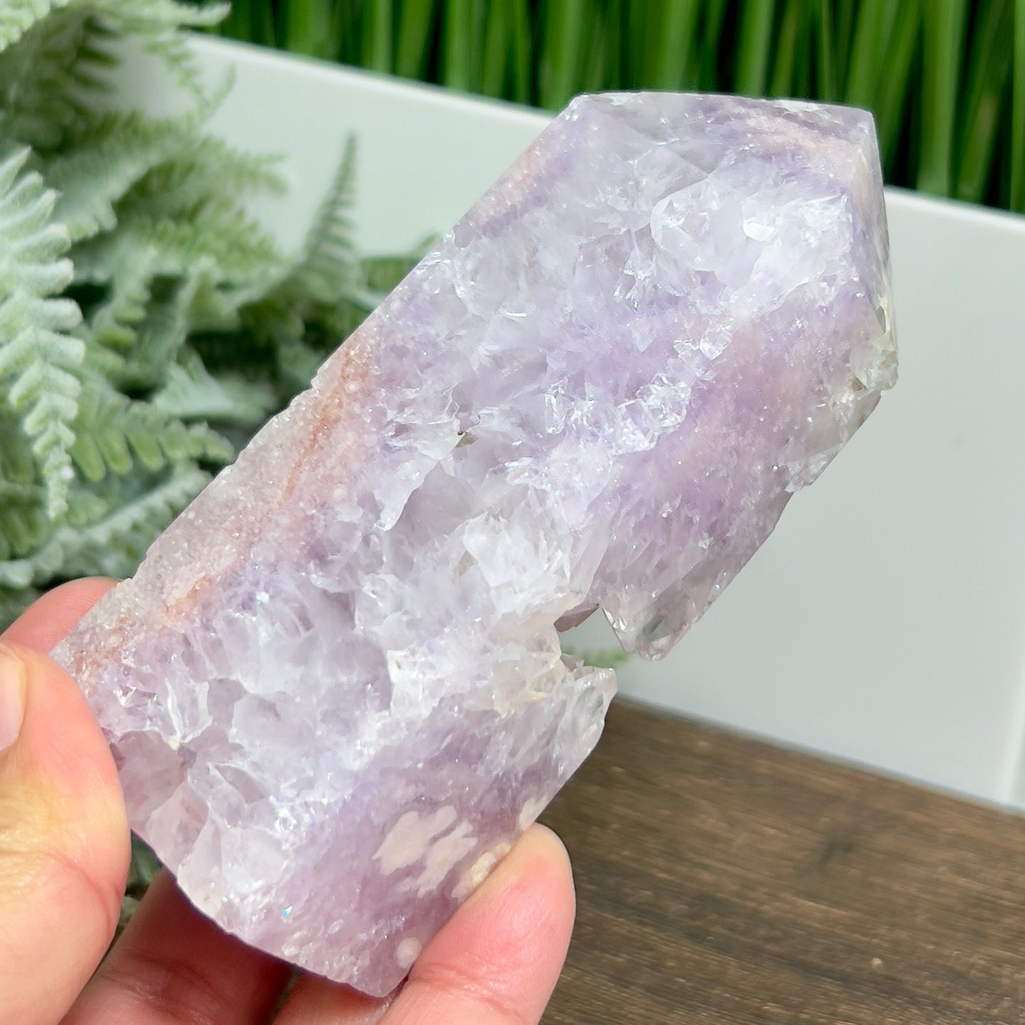 Pink Purple Amethyst Flower Agate Tower Healing Crystal Generator 331g 108mm