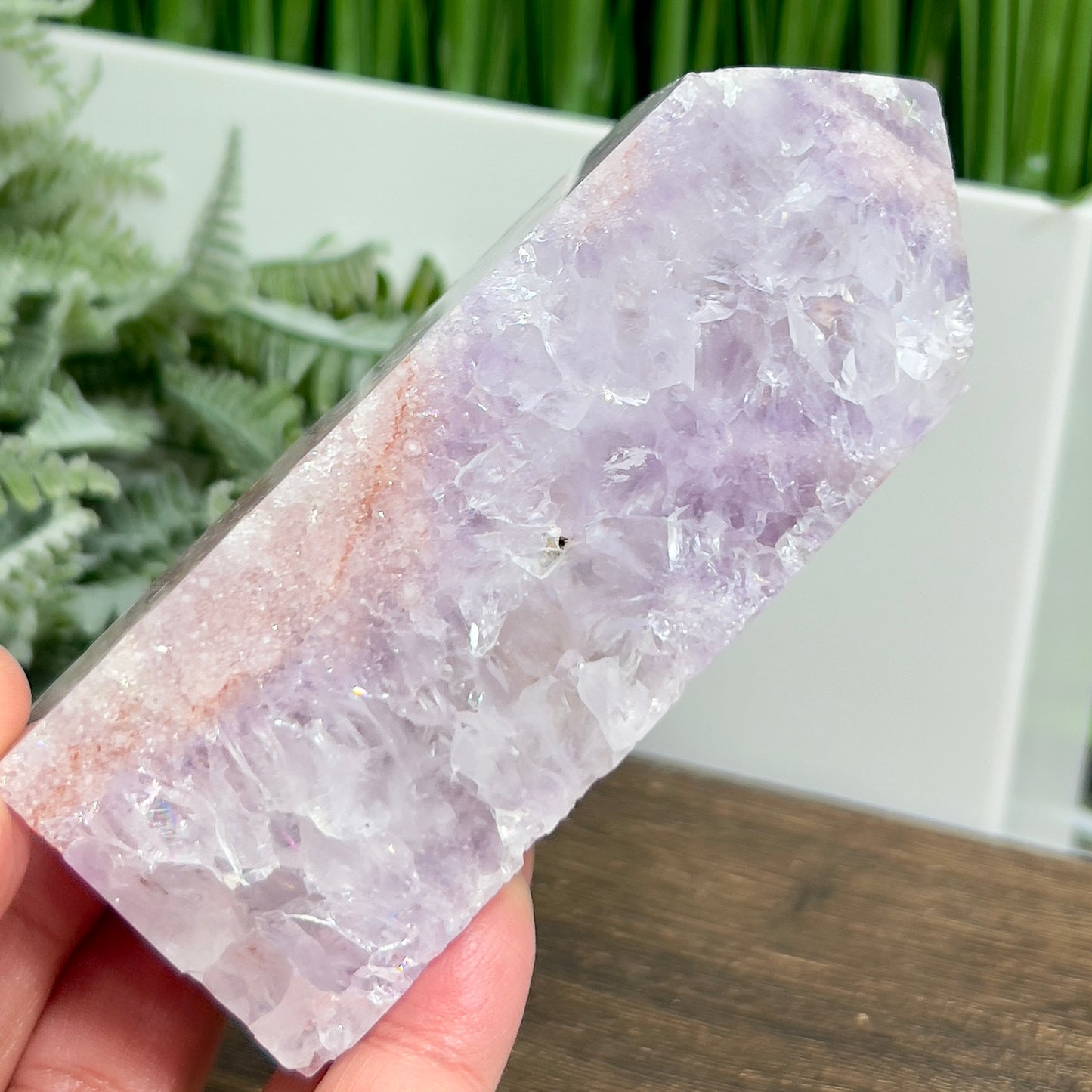 Pink Purple Amethyst Flower Agate Tower Healing Crystal Generator 331g 108mm