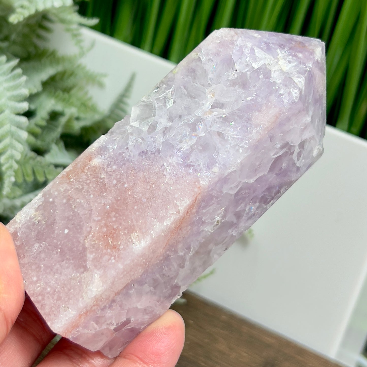 Pink Purple Amethyst Flower Agate Tower Healing Crystal Generator 331g 108mm
