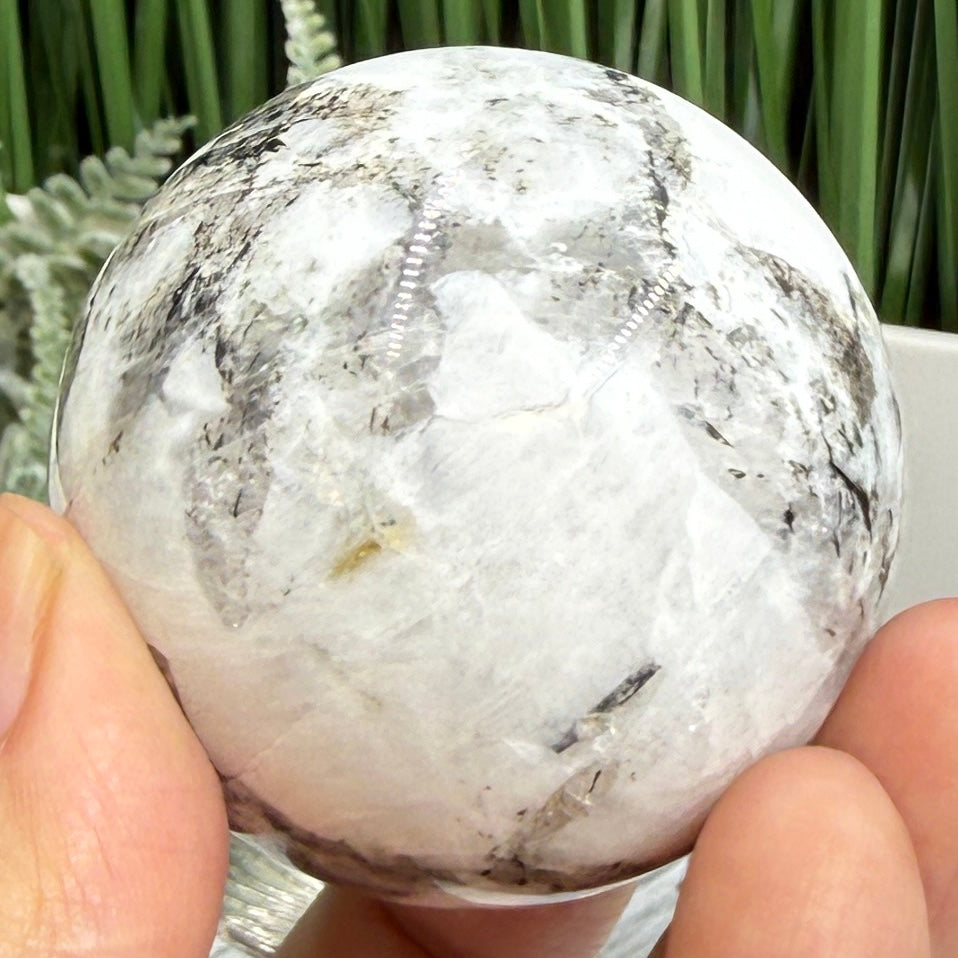 Natrolite with Brown Astrophyllite Gemstone RARE Crystal Ball 161g 49mm