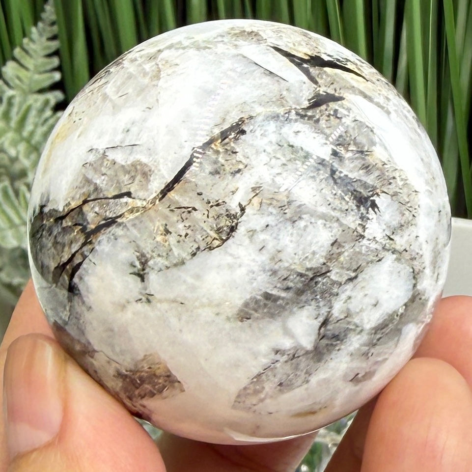 Natrolite with Brown Astrophyllite Gemstone RARE Crystal Ball 161g 49mm
