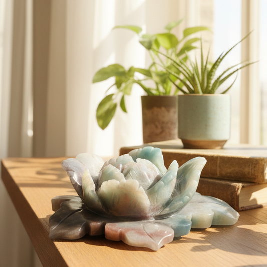 Trolleite Lotus Flower Rare Crystal Carving 364g