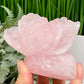 Rose Quartz Flower Healing Crystal Carving 542g
