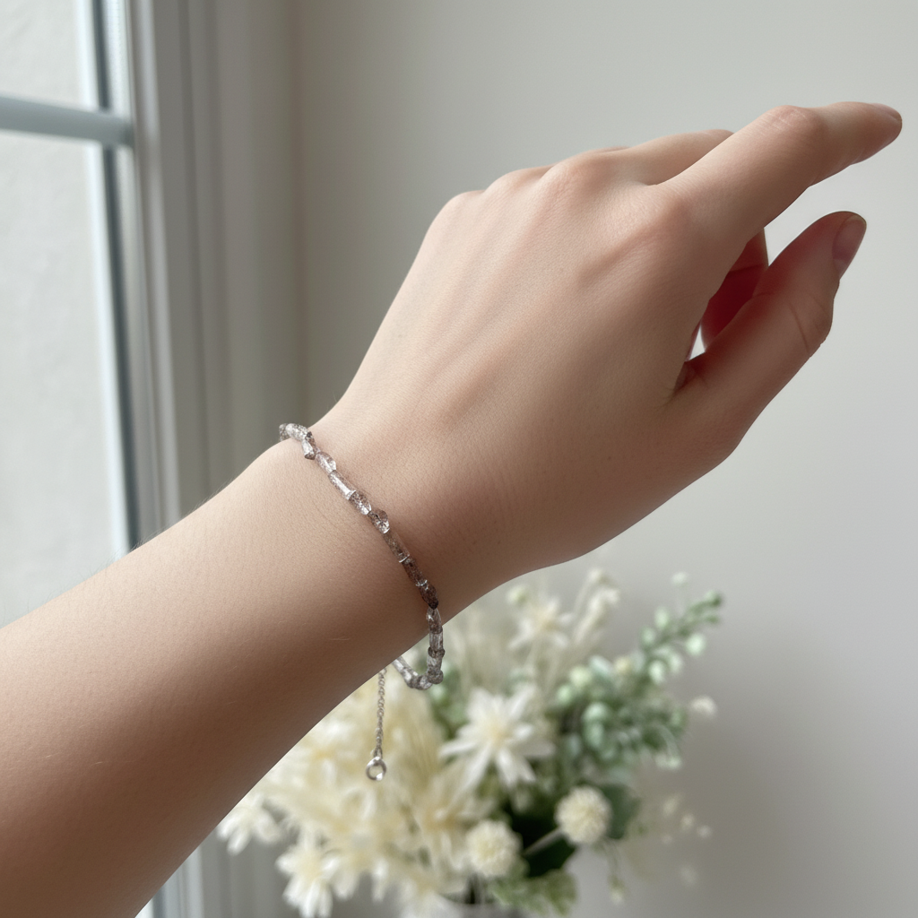 Herkimer Diamond Quartz Crystals Bracelets Wearable Gemstones Elastic
