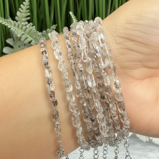 Herkimer Diamond Quartz Crystals Bracelets Wearable Gemstones Elastic