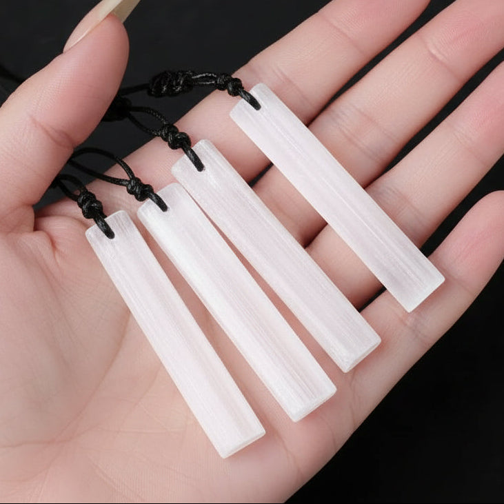 Satin Spar Selenite Gypsum Stick Necklace Crystal
