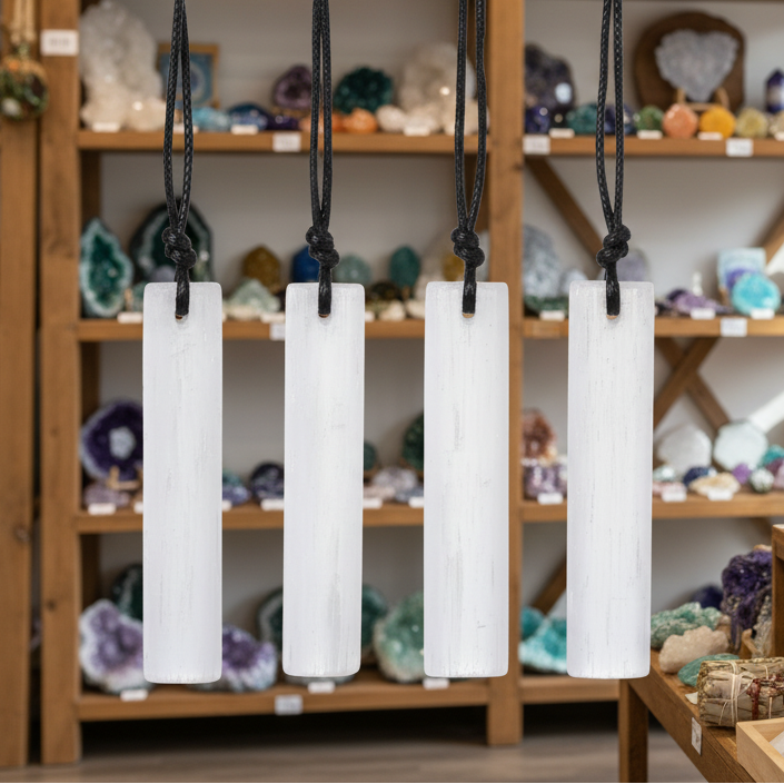 Satin Spar Selenite Gypsum Stick Necklace Crystal