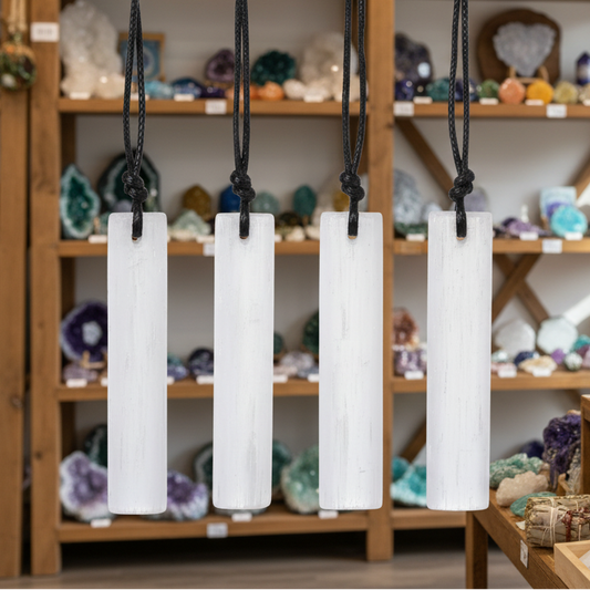 Satin Spar Selenite Gypsum Stick Necklace Crystal