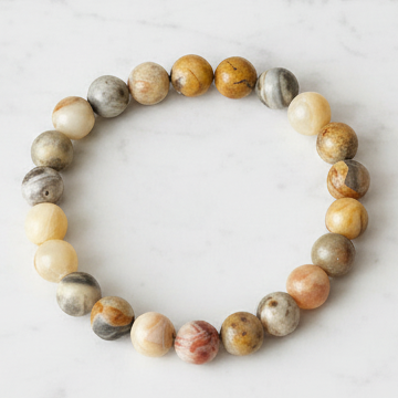 Crazy Lace Agate Bracelet Healing Wearable Crystal Elastic 15cm 8mm Bead Size