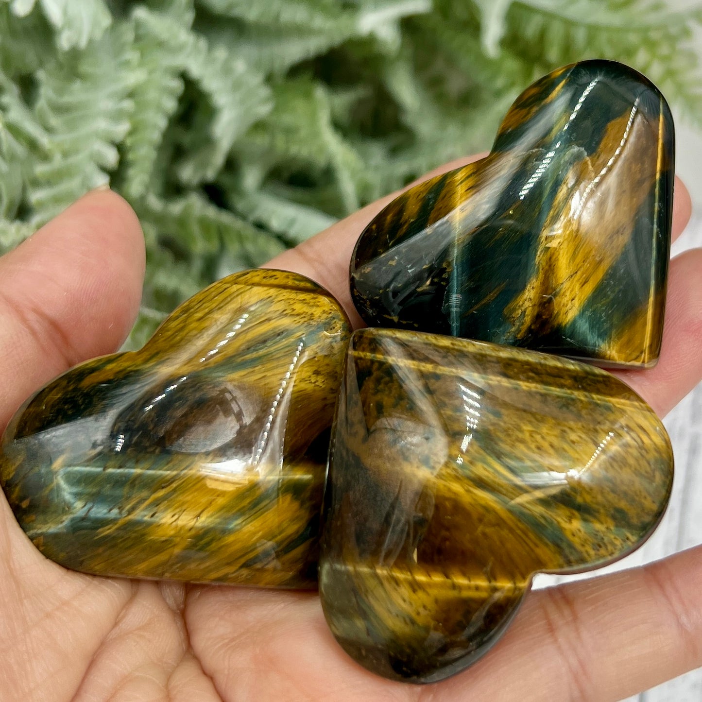 Blue Tigers Eye Hawks Eye Hearts Crystal Carvings YOU CHOOSE
