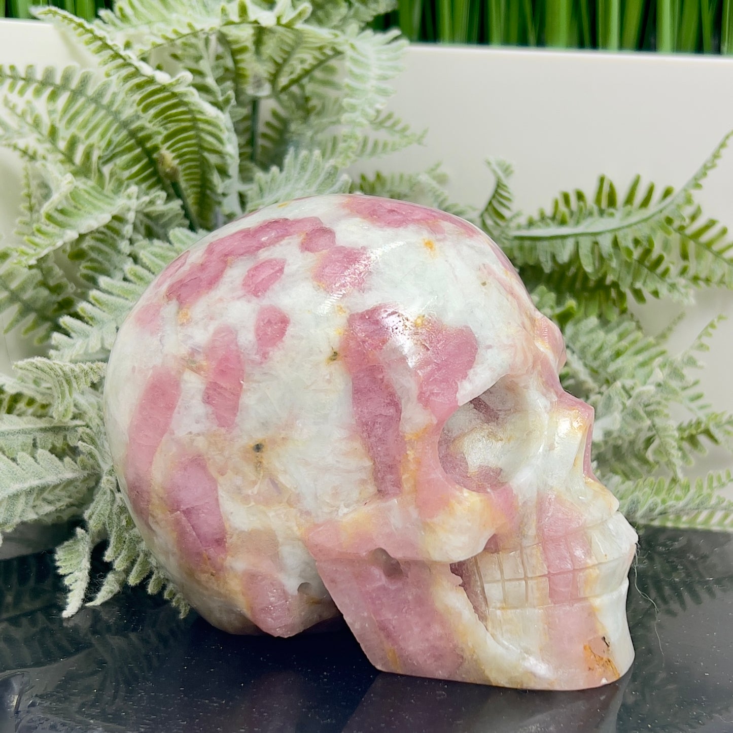 Pink Tourmaline in Feldspar Skull High Quality Healing Crystal Carving 1186g