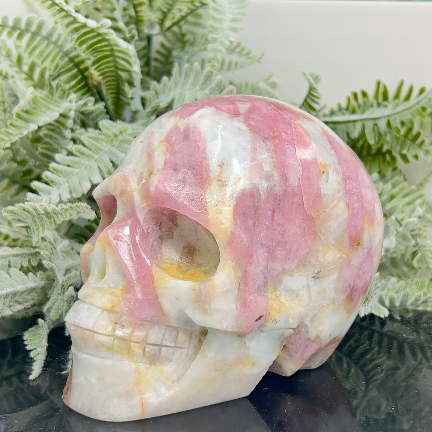 Pink Tourmaline in Feldspar Skull High Quality Healing Crystal Carving 1186g