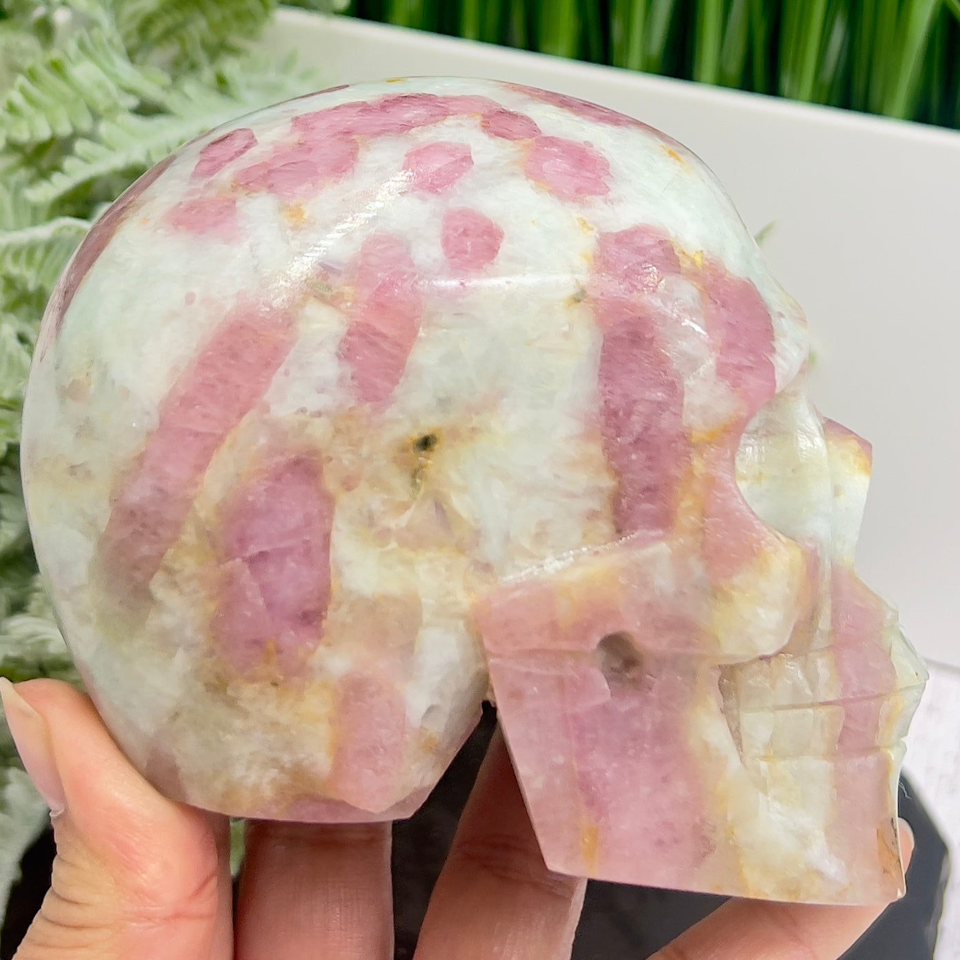 Pink Tourmaline in Feldspar Skull High Quality Healing Crystal Carving 1186g