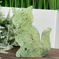 Prehnite with Epidote Kitty Cat Healing Crystal Animal Carving 160g