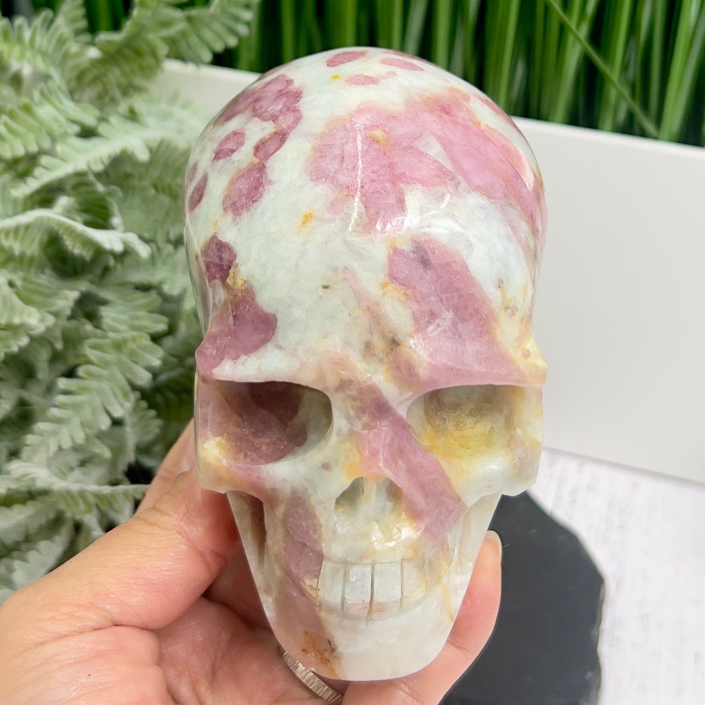 Pink Tourmaline in Feldspar Skull High Quality Healing Crystal Carving 1186g