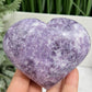 Lepidolite Purple Mica Heart Large Crystal Carving 434g