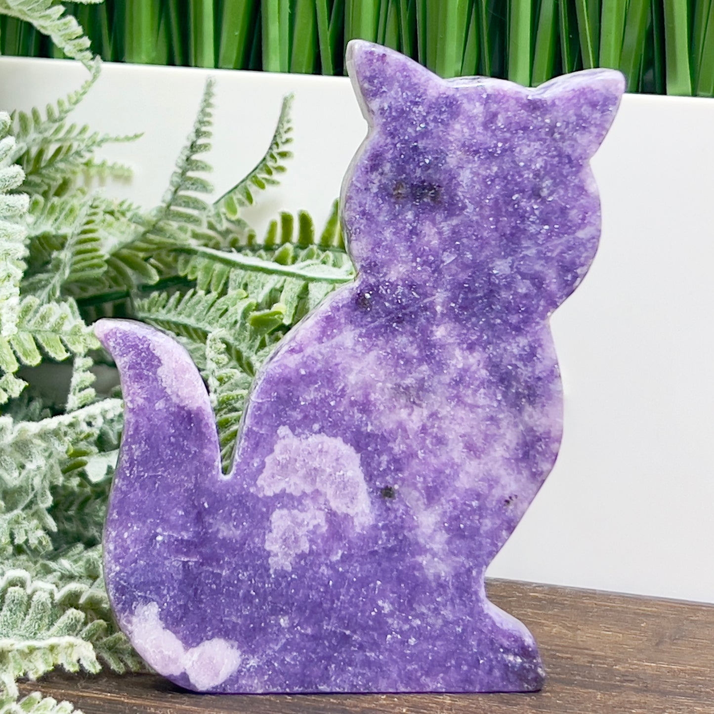 Lepidolite Purple Mica Kitty Cat Healing Crystal Animal Carving 177g