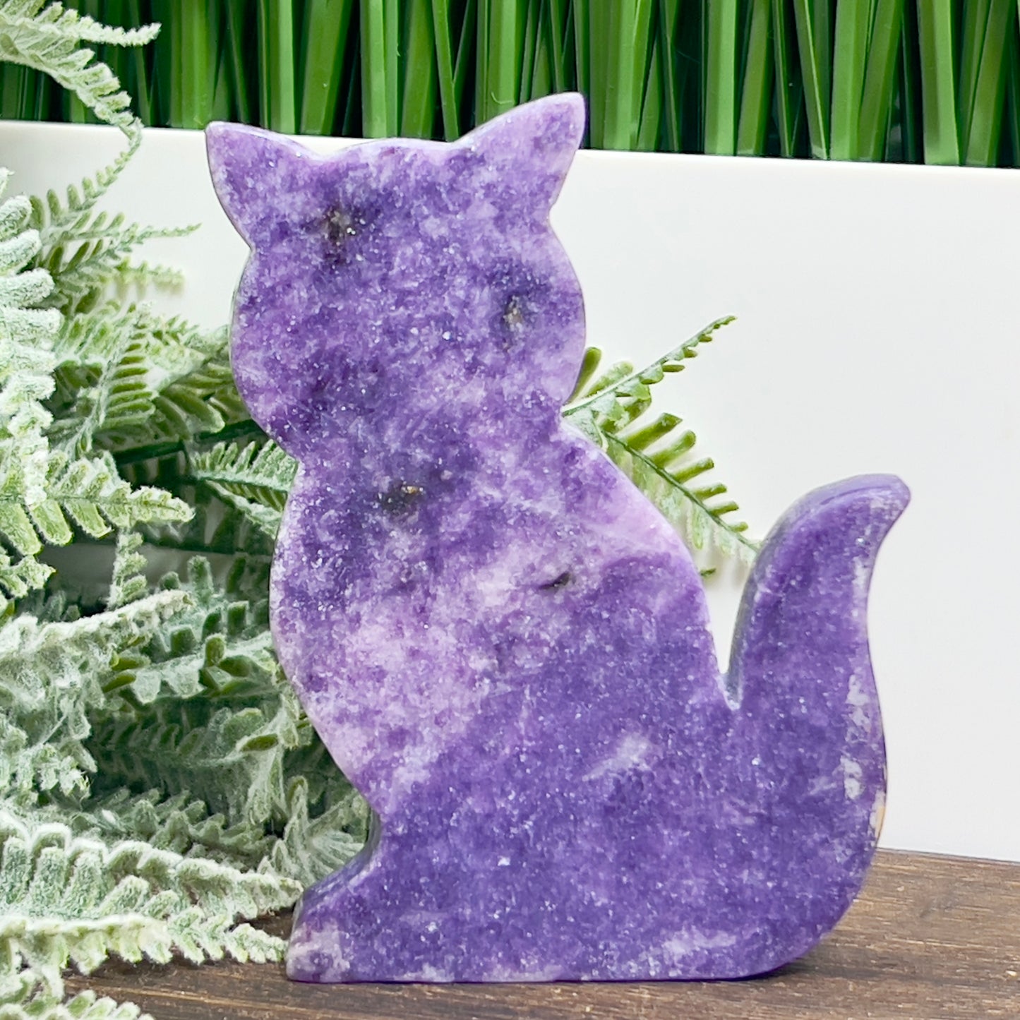 Lepidolite Purple Mica Kitty Cat Healing Crystal Animal Carving 177g