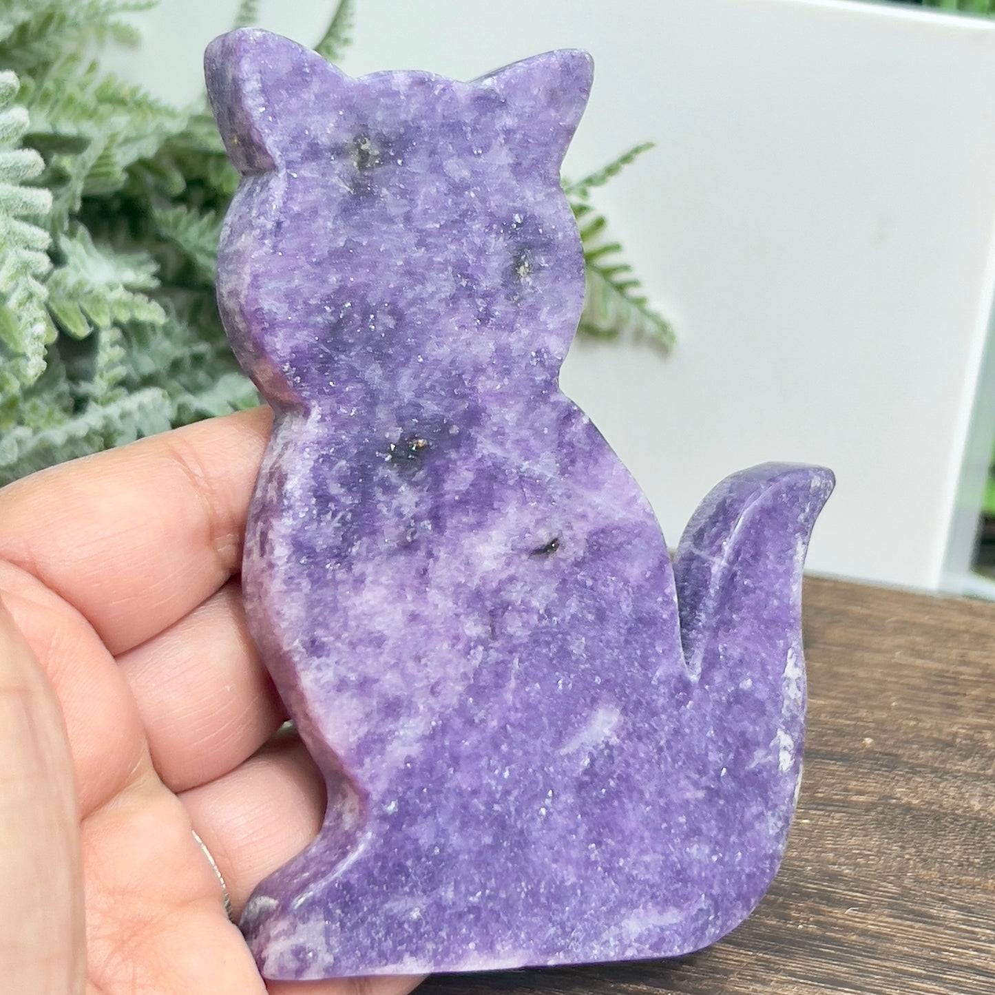 Lepidolite Purple Mica Kitty Cat Healing Crystal Animal Carving 177g