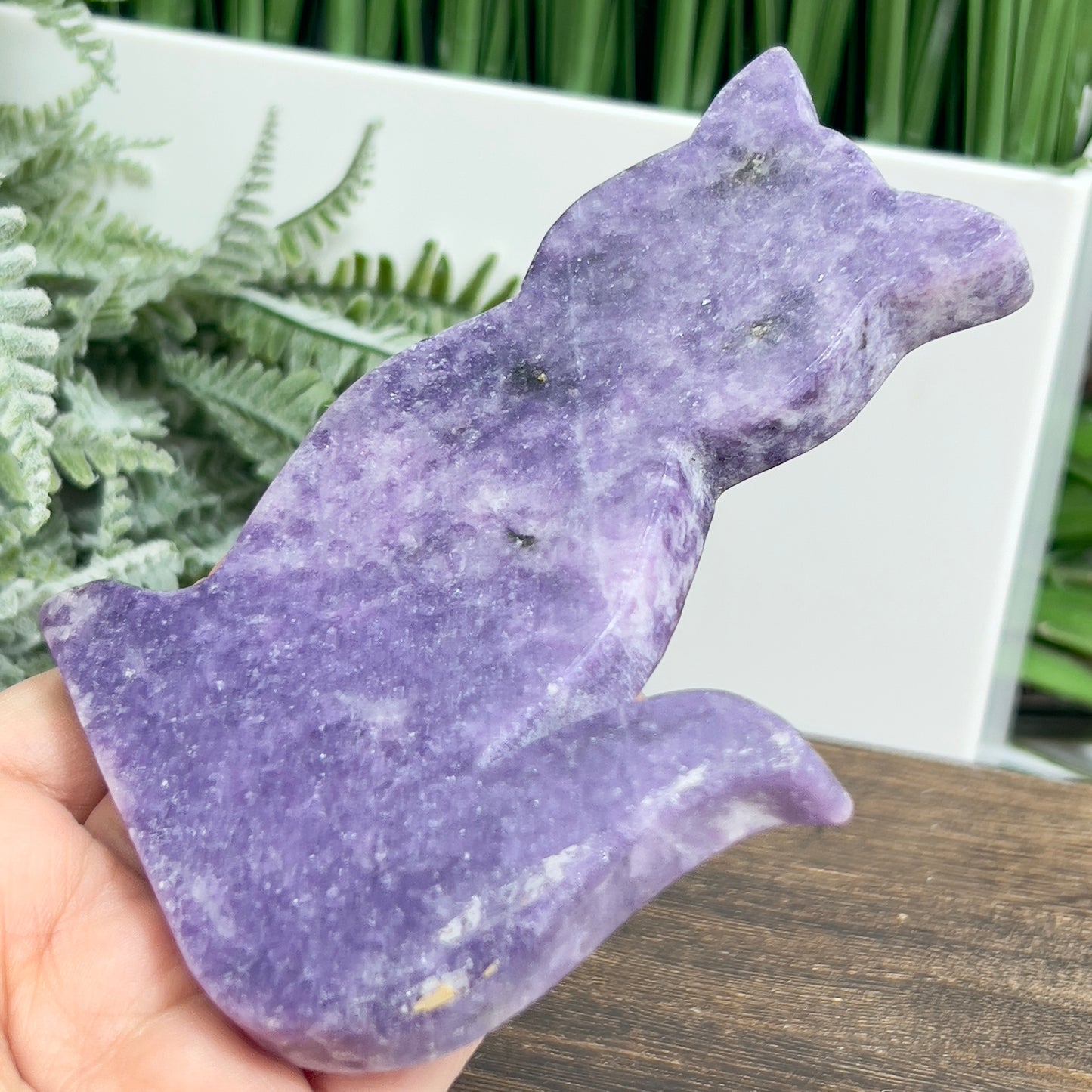 Lepidolite Purple Mica Kitty Cat Healing Crystal Animal Carving 177g