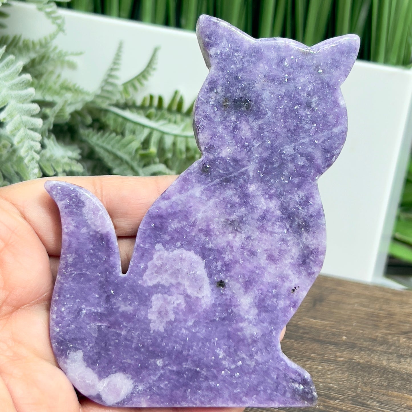 Lepidolite Purple Mica Kitty Cat Healing Crystal Animal Carving 177g