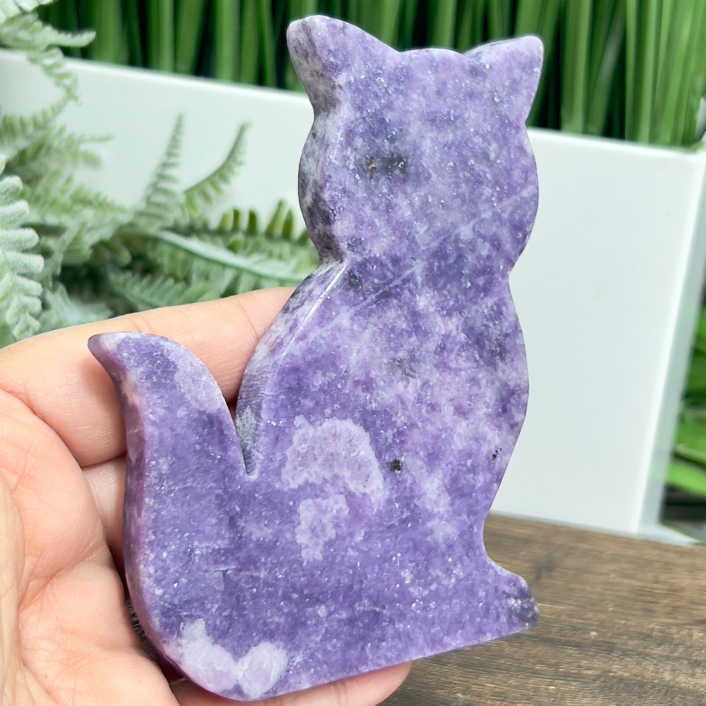 Lepidolite Purple Mica Kitty Cat Healing Crystal Animal Carving 177g