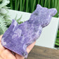Lepidolite Purple Mica Kitty Cat Healing Crystal Animal Carving 177g