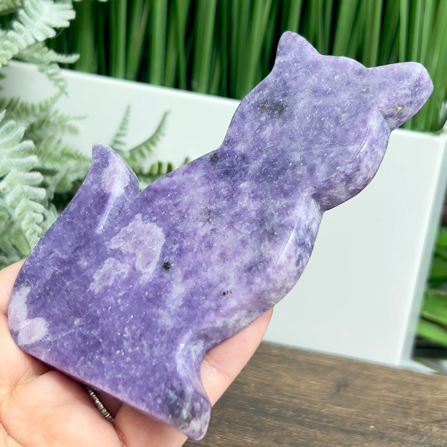 Lepidolite Purple Mica Kitty Cat Healing Crystal Animal Carving 177g