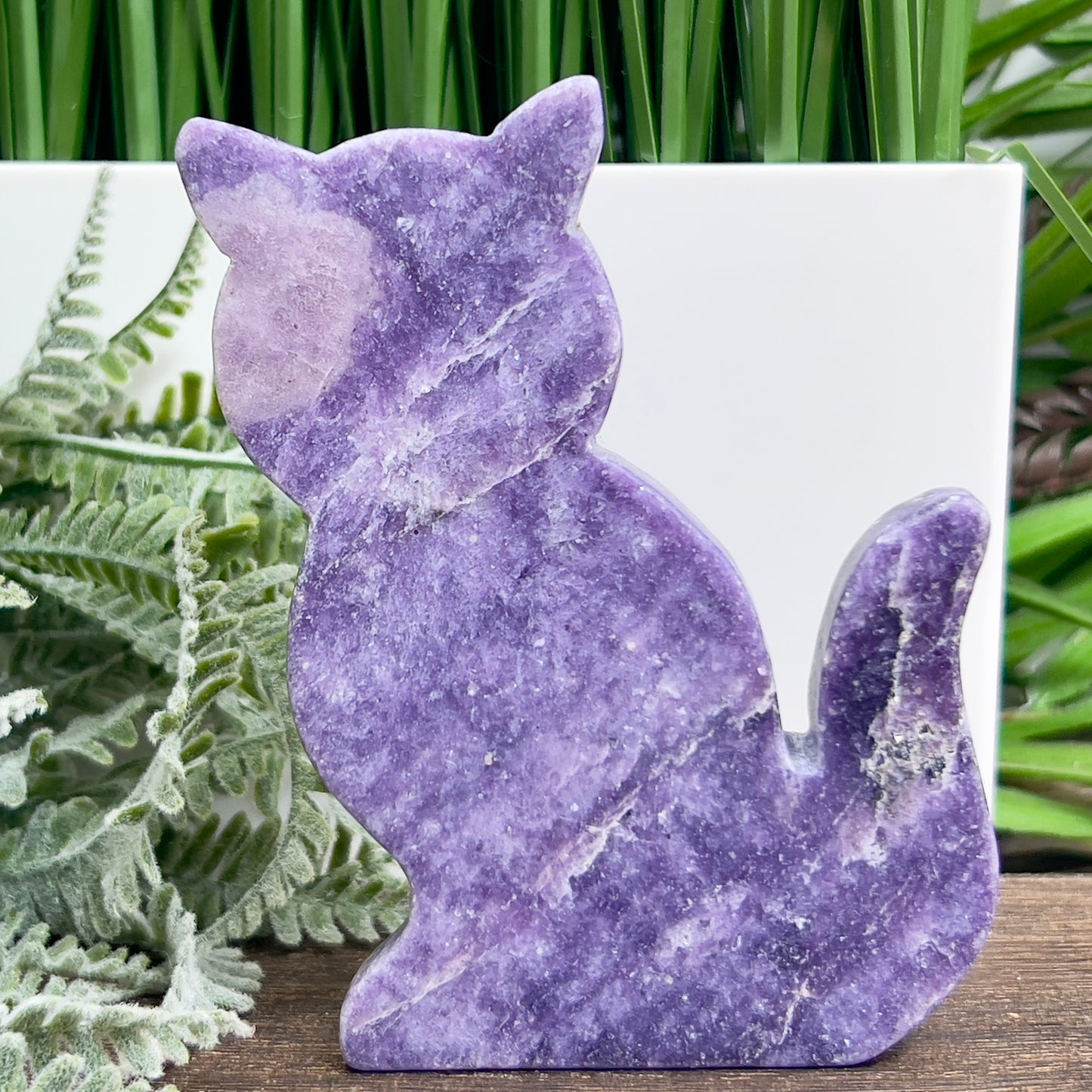 Lepidolite Purple Mica Kitty Cat Healing Crystal Animal Carving 176g