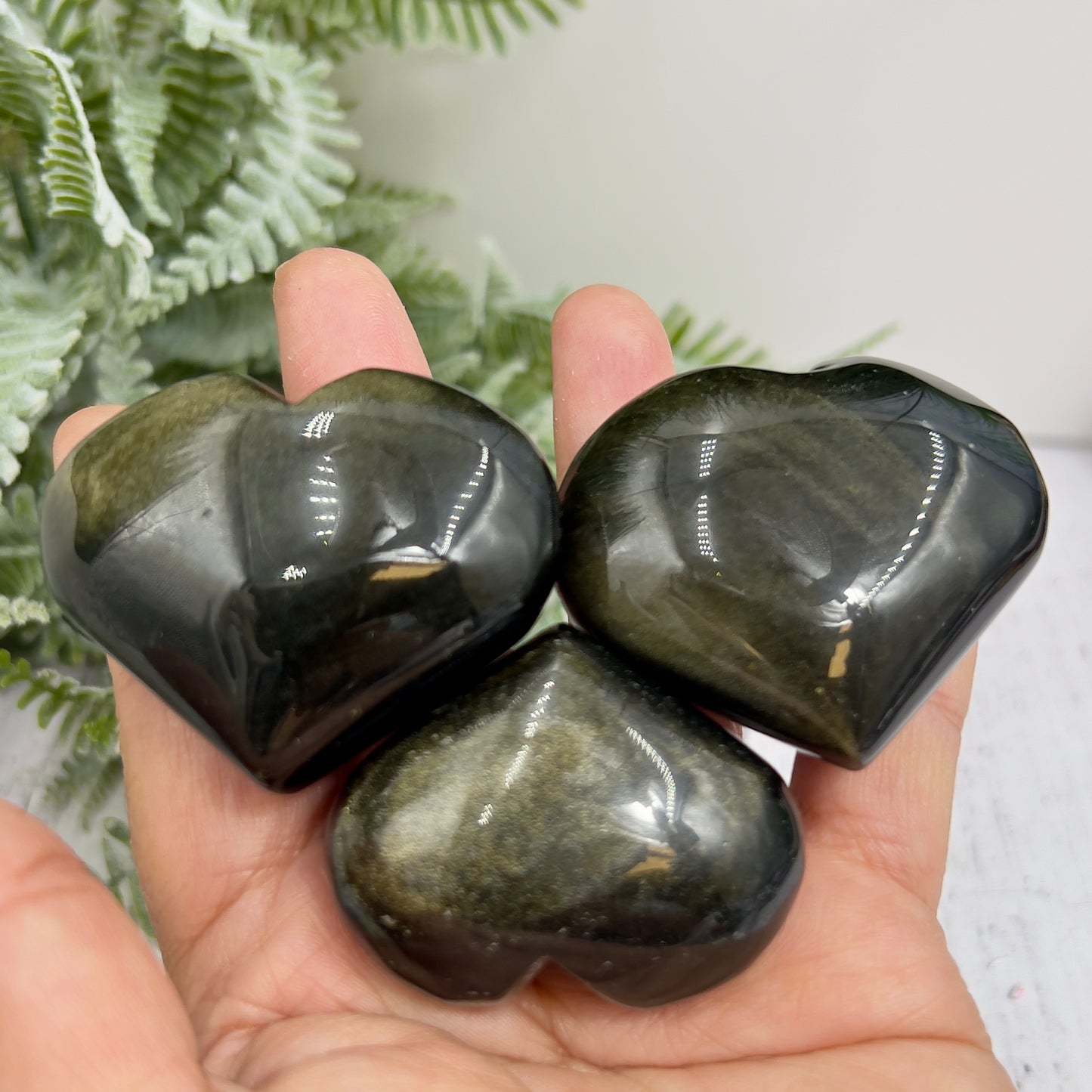 Golden Sheen Obsidian Hearts Crystal Carvings YOU CHOOSE