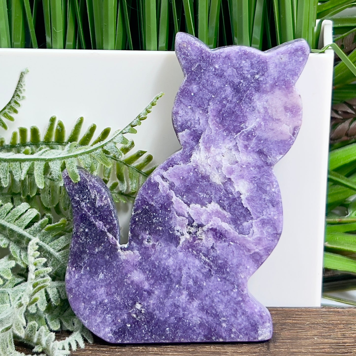 Lepidolite Purple Mica Kitty Cat Healing Crystal Animal Carving 176g