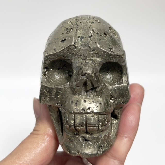 Pyrite Fools Gold Skull Healing Crystal Carving 1026g