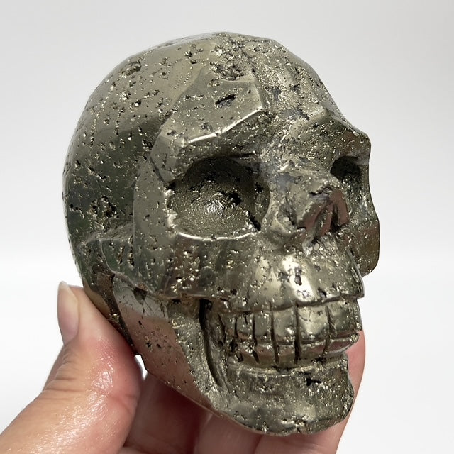 Pyrite Fools Gold Skull Healing Crystal Carving 1026g