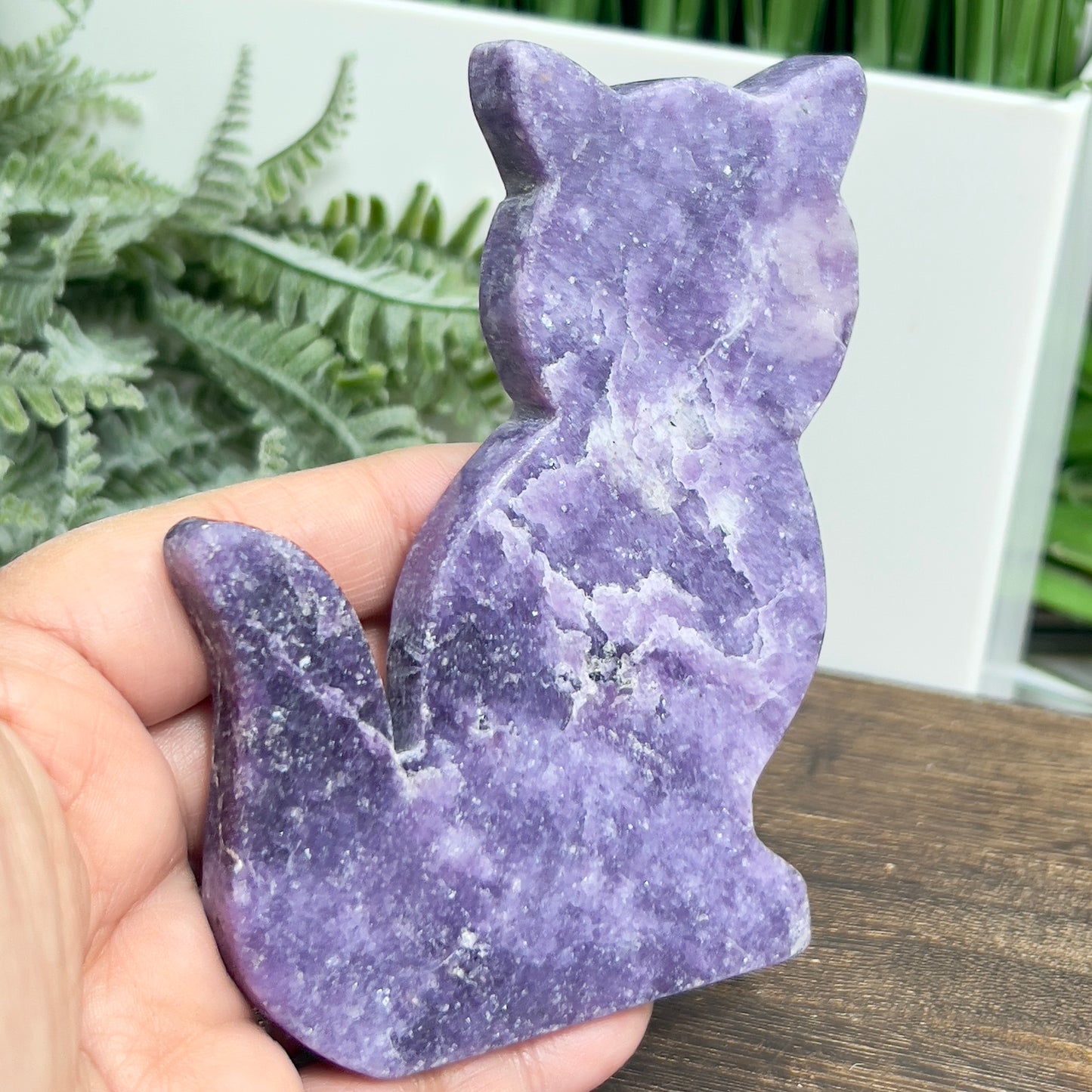 Lepidolite Purple Mica Kitty Cat Healing Crystal Animal Carving 176g