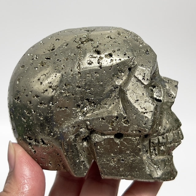 Pyrite Fools Gold Skull Healing Crystal Carving 1026g