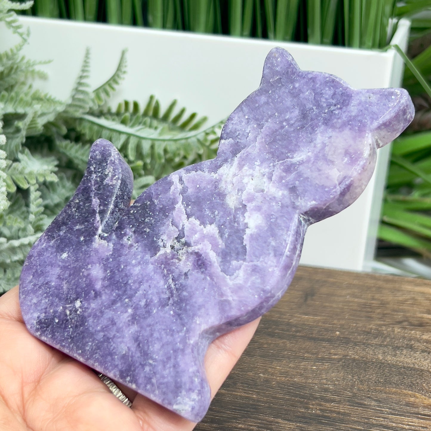 Lepidolite Purple Mica Kitty Cat Healing Crystal Animal Carving 176g