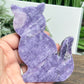 Lepidolite Purple Mica Kitty Cat Healing Crystal Animal Carving 176g
